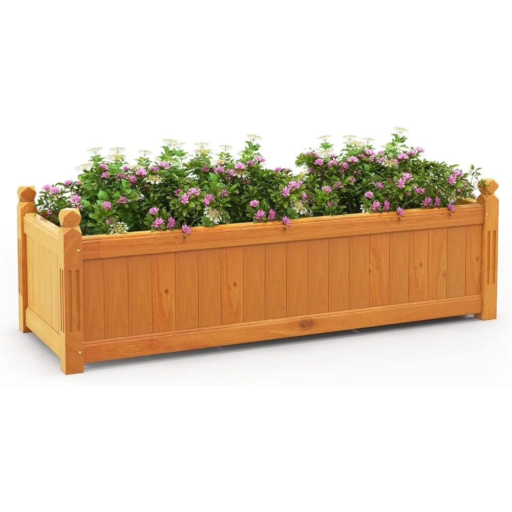 

Plant Stand.Raised Garden Bed, Elevated Planter Box with Drainage Holes, Outdoor Wood Planter Container for Vegetables Flowers