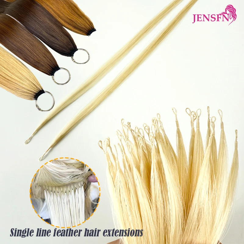 JENSFN третье поколение микроперо новое наращивание волос 100% человеческие волосы прямые 16 "-26" дюймов 0