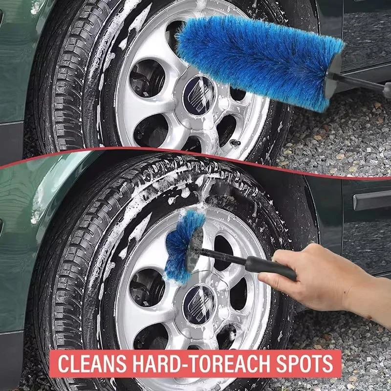 Car Wheel Rim Tire Cleaning Brush Soft Bristle Cleaner Non Scratch Car Detailing Washing Tool Soft Bristle Cleaner Car Care