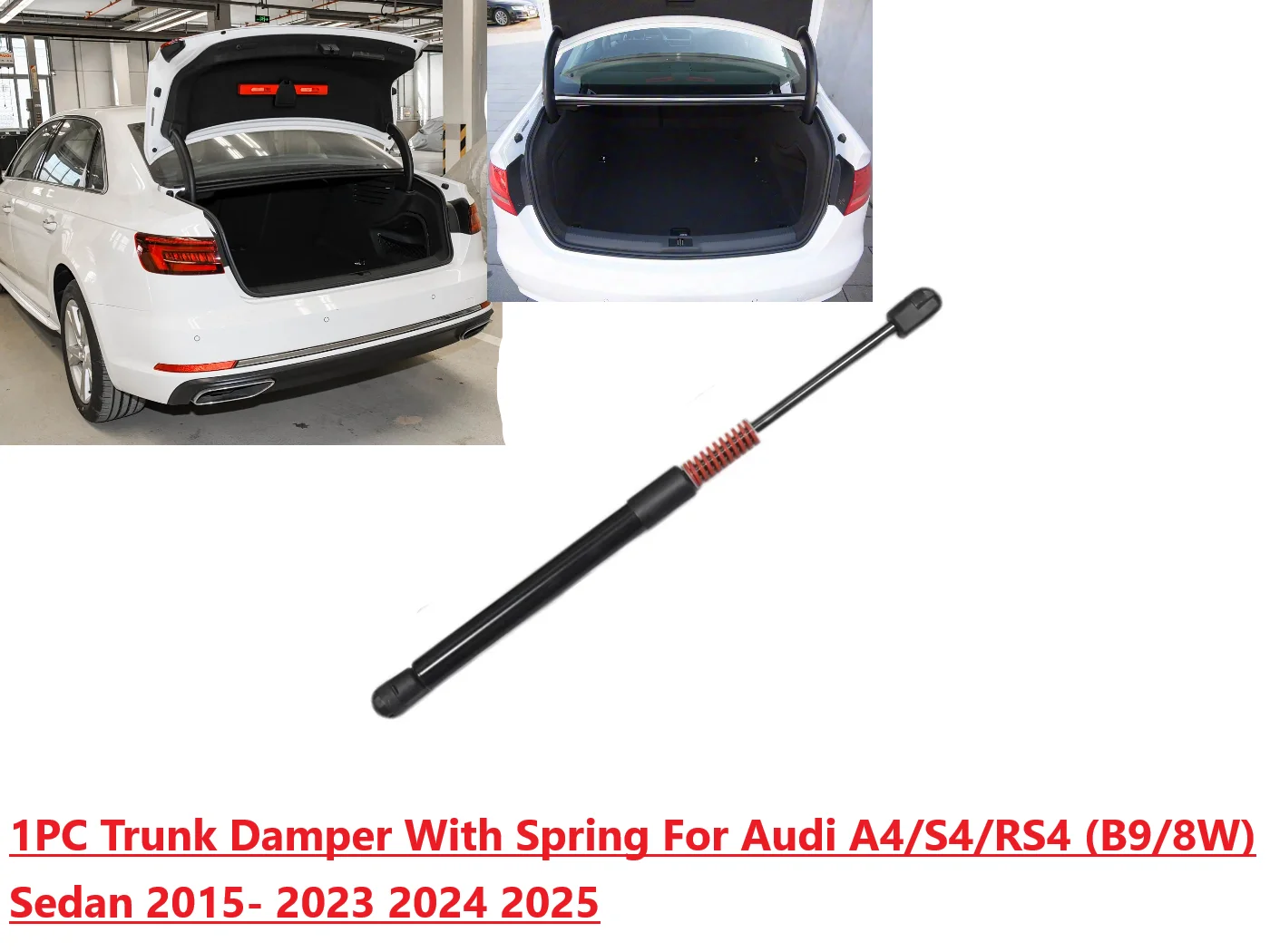

1 шт. демпфер багажника с пружиной для Audi A4/S4/RS4 (B9/8W) седан 2015-2024, задняя дверь багажника, газовые пружинные стойки, опора для подъема