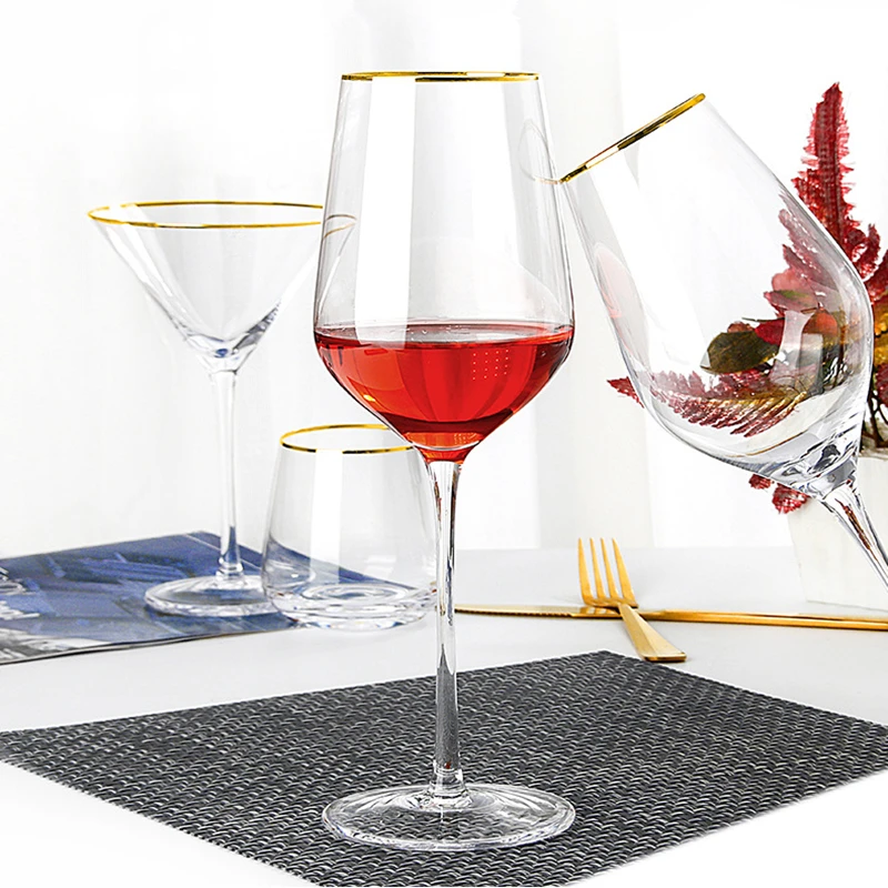 New Golden Edge Ripple Champagne Wine Glass Colourful Transparent Lead Free Cocktail Glasses Crystal Whiskey Juice Drinking Cup