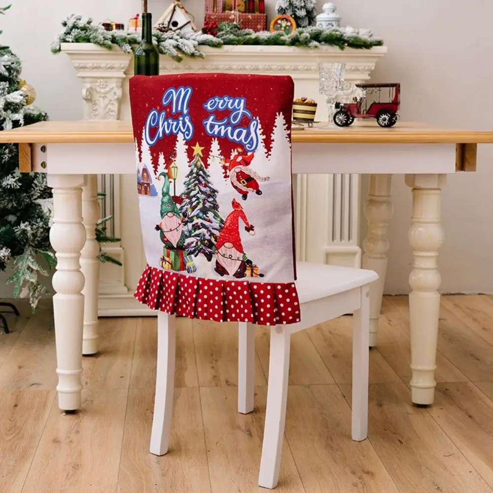 

Reusable Cartoon Christmas Chair Cover Soft Removable Xmas Dinner Chair Seat Cover Stretch Christmas Table Decor Dress-up Props