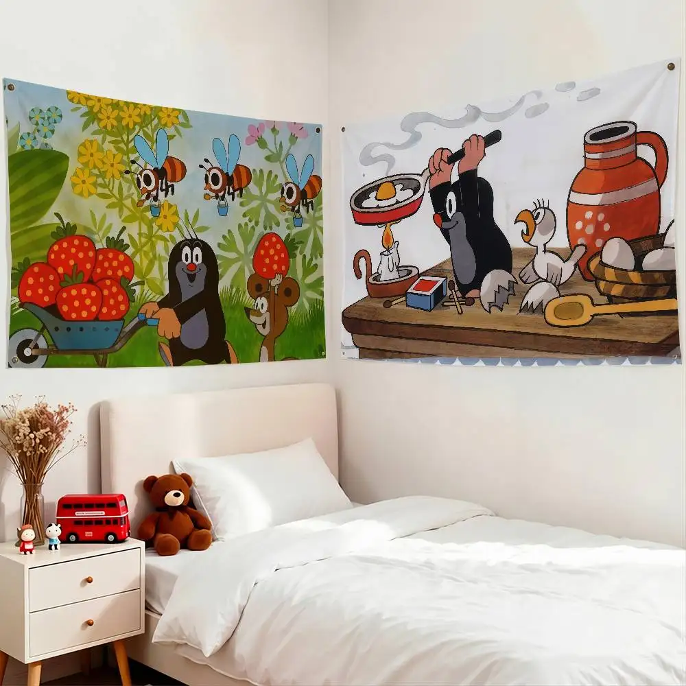 Cartoon The Little Mole Flag Suitable For Party Club Outdoor Interior Wall Decoration Banner Fans Gift