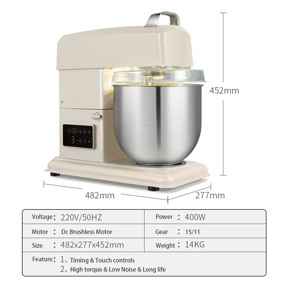 خلاط حامل الشيف للخبز - آلة مطبخ قوية وأنيقة، مع مضرب K، خطاف عجين، خفق و7 لتر، 300 وات، فضي #6