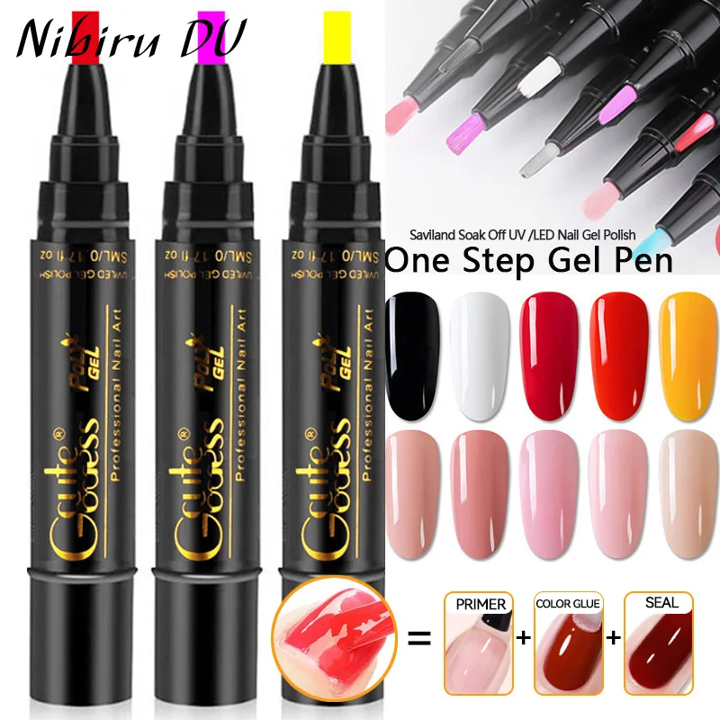 

1Pc 3-in-1 Nail Polish Pen UV Gel Varnish Pure Color Nail Gel Painting Painting Drawing Pen Liner Brush Nail DIY Flower Tools