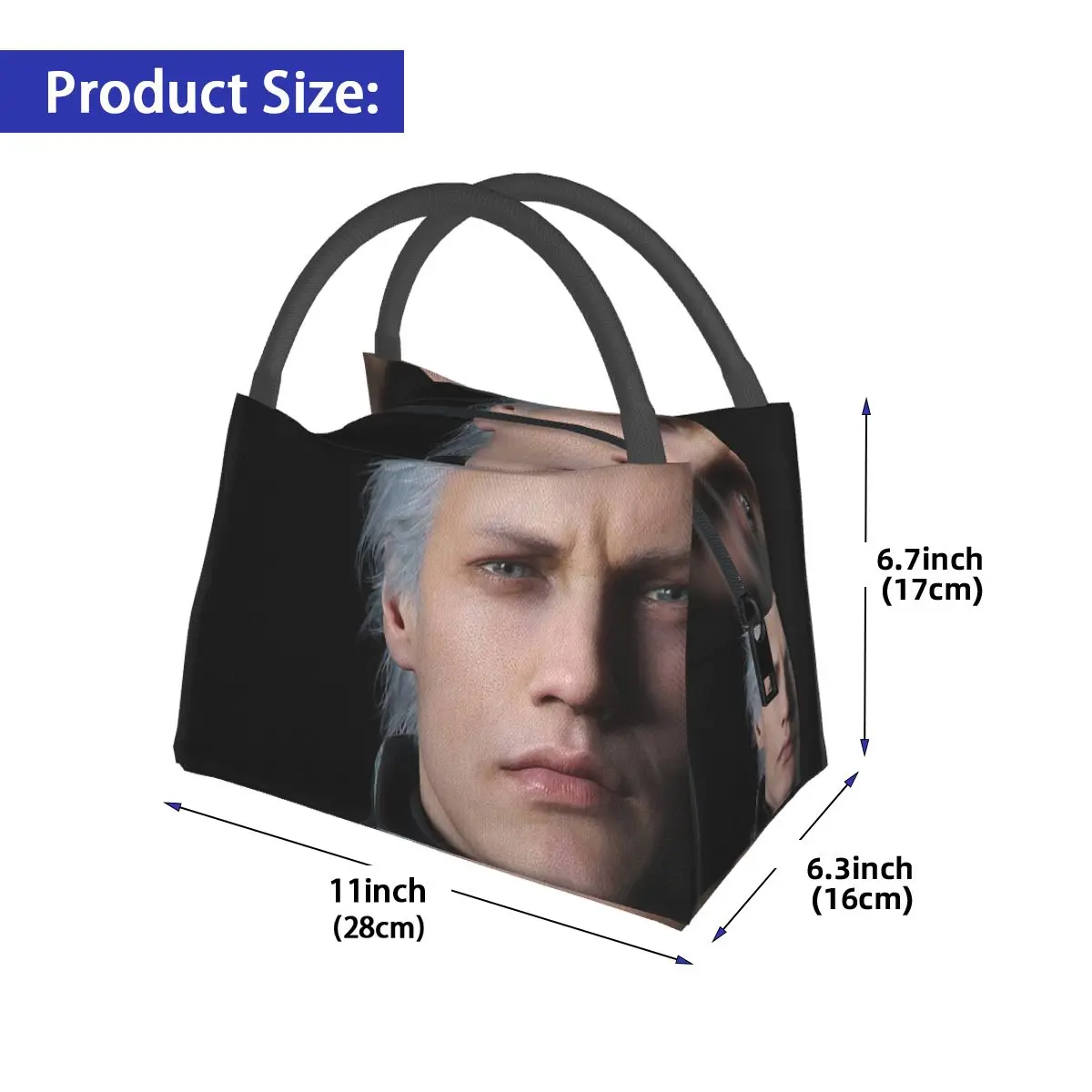 Devil May Cry 5 Vergil Poster Insulated Lunch Bag for School Bento Storage Food Boxes Container Cooler Thermal Lunch Box Tote