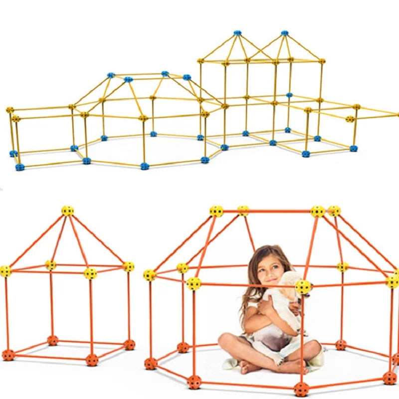 Kids DIY Construction Forts Toys Building Kits Castles Tunnels Assemble Tents Kit Play House Toys For Children Gifts