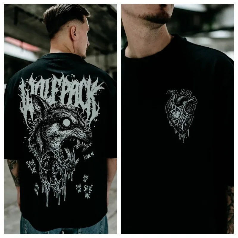 2026 ABYSS HOUND OVERSIZED Retro Tattoo Art Style Summer Casual T-Shirt Men's and Women's Luxury Brand  cotton