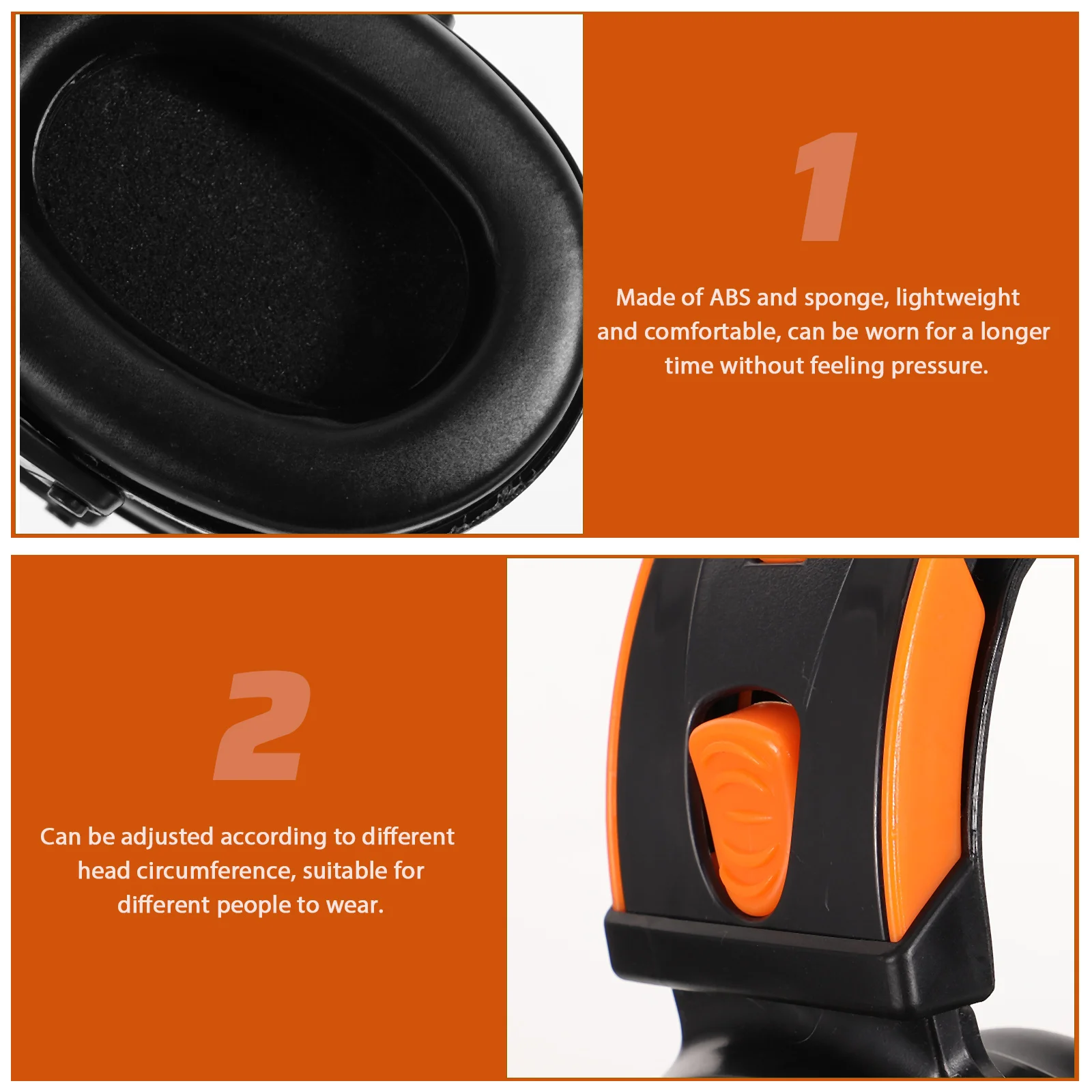 

Soundproof Earmuffs Noise Canceling Headphones for Study Sleep Shooting Black Adjustable Hearing Protection Over Ear Plugs