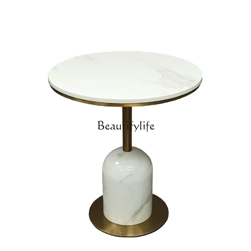 

*Light luxury marble edge few living room creative minimalist sofa corner few stainless steel