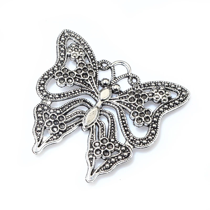 2pcs 51x55mm Antique Silver Plated Butterfly Handmade Charms Pendant DIY Jewelry Findings Supplies for Necklace Bracelet