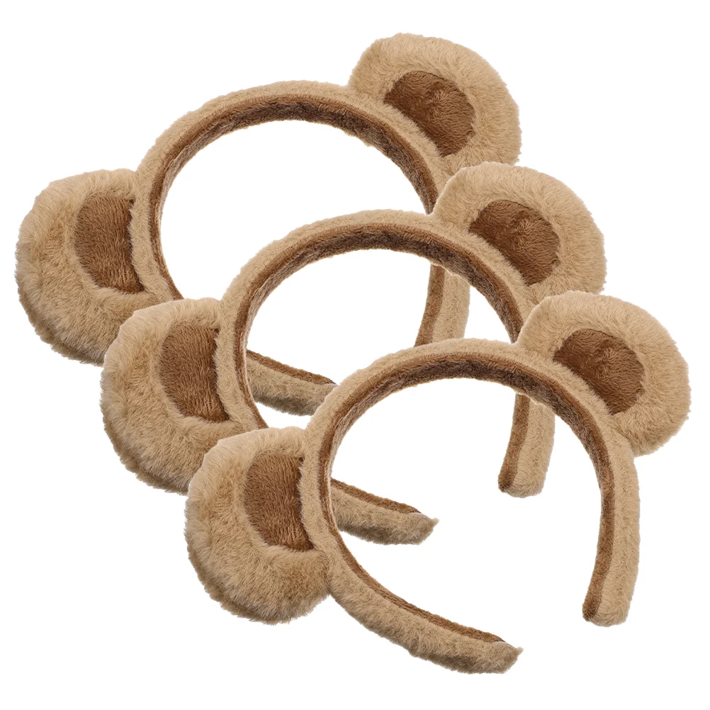 

Clip Bear Ears Headband Cute Plush Hair Accessories 3pcs (a Style Headband-brown) Headbands Girl Fabric Comfortable Child Bunny