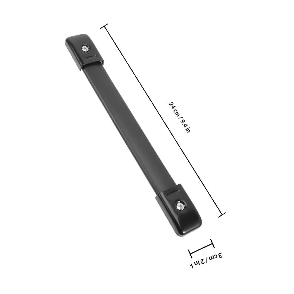 2pcs Black Rubber Speaker Handles with Single Hole & Metal End Caps for Guitar Amps, Boxes, Carry Replacement