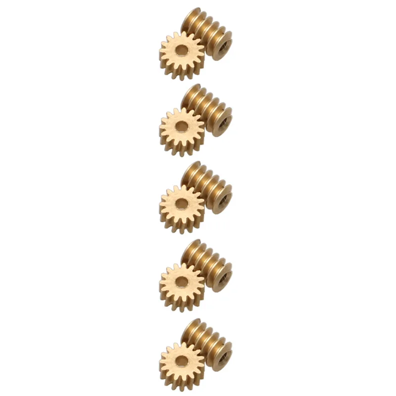 5Set 15T Micro Mini Turbine Worm Modulus 0.2 Brass Gear Hole Dia 1mm for 1/87 RC Model Static Change Gears Motor Shaft Pinion