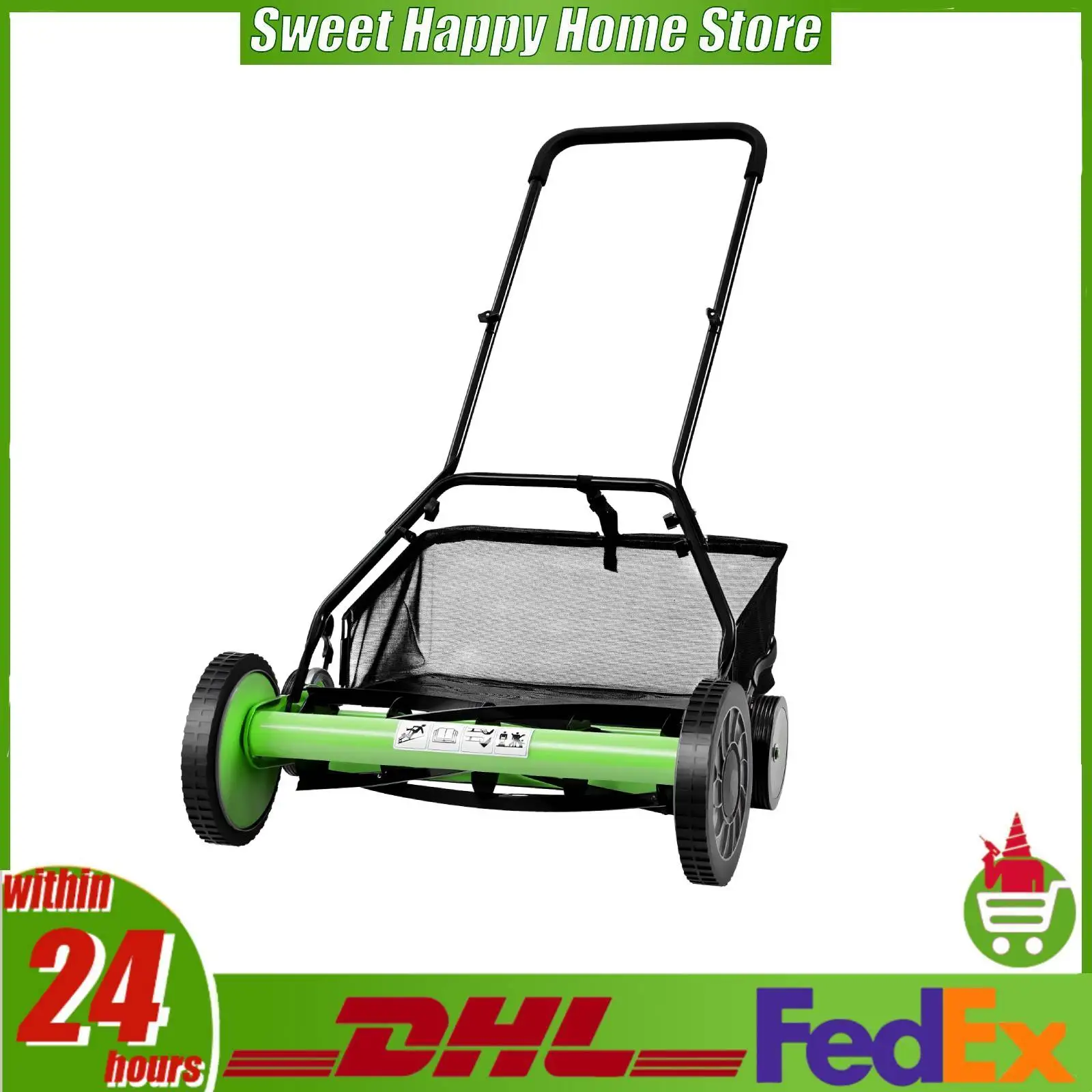 Manual Reel Mower 20 Inch Push Lawn Mower with 5 Blades 9 Position Cutting Height for Lawn Garden Small Medium Yard