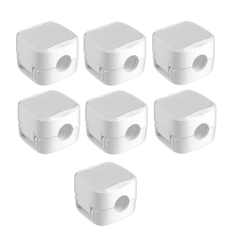 JABS-Cable Holder And Organizer, Self-Adhesive, White, 7Pcs - For Tangle-Free Solution For Home And Office