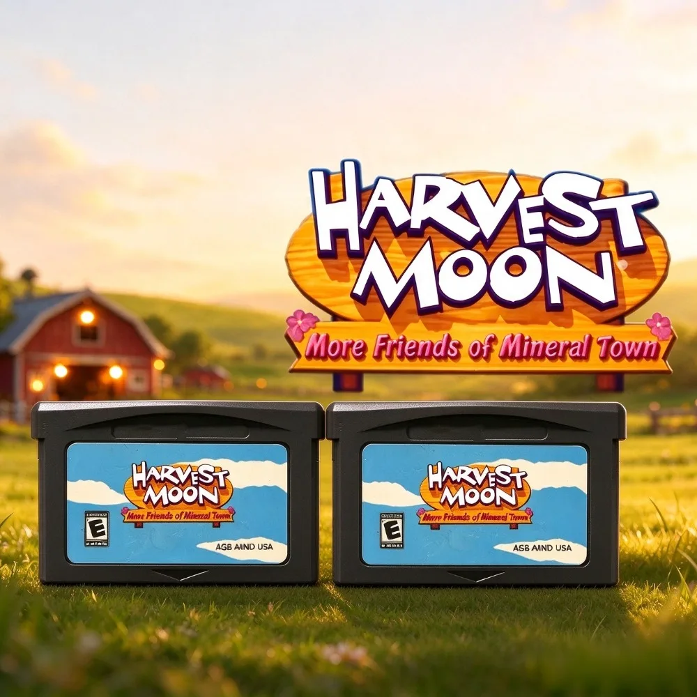 Harvest Moon USA GBA Game Card 32Bit Video Game Cartridge Friends of Mineral Town Series Compatible with Gameboy Advance SP NDS