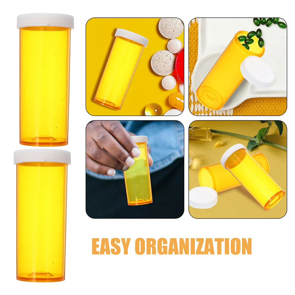 10Pcs Pill Bottle Medicine Organizer Plastic Supplement Vials Compact Leakproof Storage Container for Travel Home Office Outdoor
