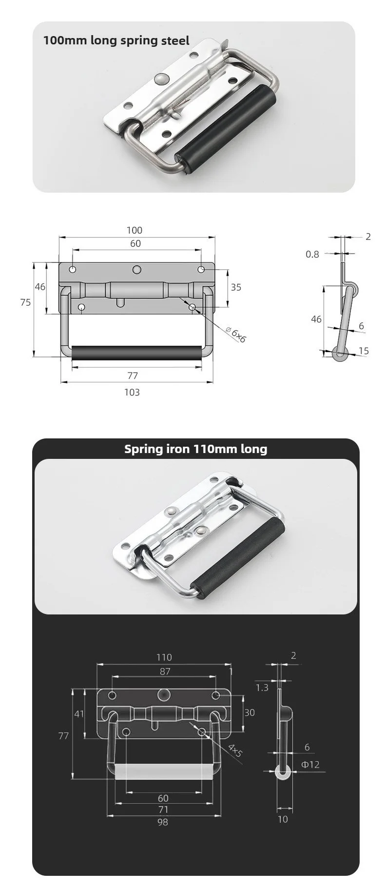 1 Stück Eisen/Stahl Federgriff für Gepäck, Klappbarer Griff für Werkzeugkasten, Beweglicher Ring für Industrieausrüstung und Schränke – Detail 5