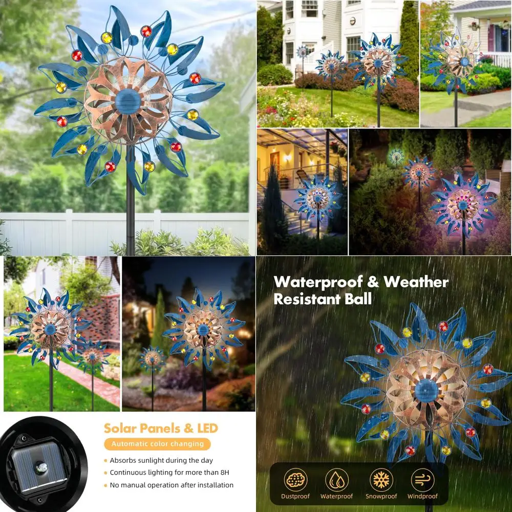 

Outdoor Metal Wind Spinner Sculpture, Waterproof Patio and Garden Decor, Retro Spinner for Lawn