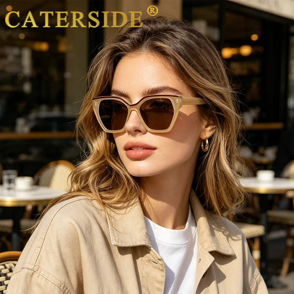 CATERSIDE Neue Damen-Sonnenbrille mit Katzenaugen-Design und quadratischem, dickem Rahmen, verschreibungspflichtige Sonnenbrille für Herren, Myopie- und Hyperopie-Brille – Detail 2