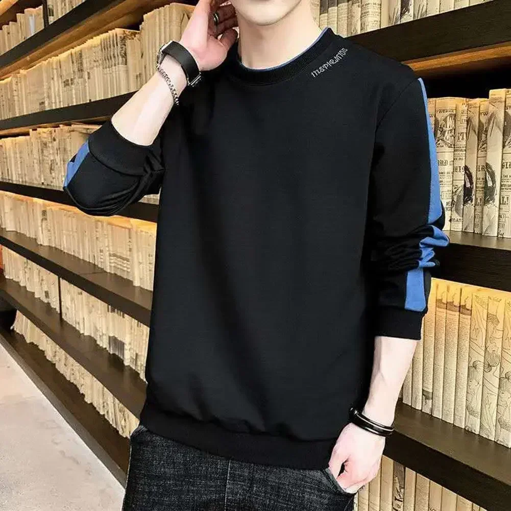 

Casual Outing Mens Long Sleeve T-Shirt Spring Autumn Fashion Contrast Color T-shirt Army Green Slight Stretch Daily Use