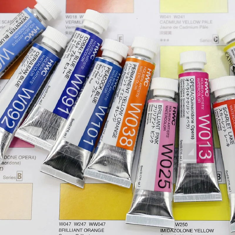 Japan Import Holbein Transparent Watercolor Paint 108 Colors Tube 5ml Artist HWC Drawing Pigment Art Supplies Student Supplies