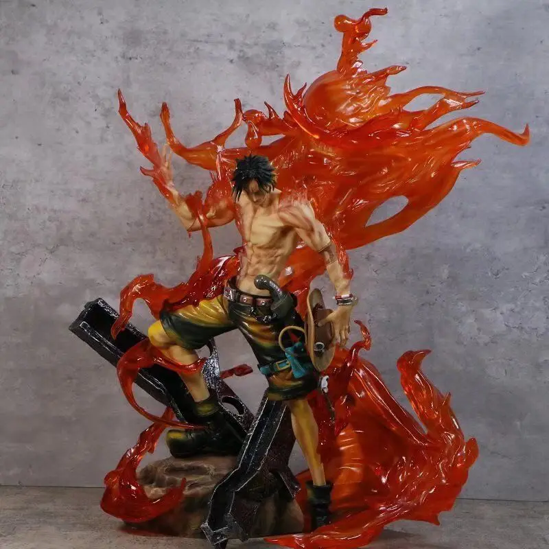 Figura Coleccionable de Resina de One Piece, Ace, 50 cm, Estatua Gigante GK, Edición Singularidad Puño de Fuego, con Luz