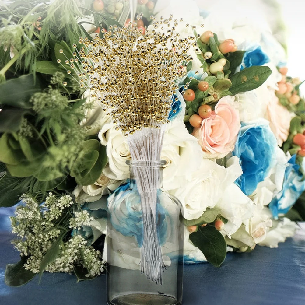 

100 Pcs Pearl Strings Plastic Sticks Wedding Bridal Bouquet Material Party Supplies Diy Decorations Wreath