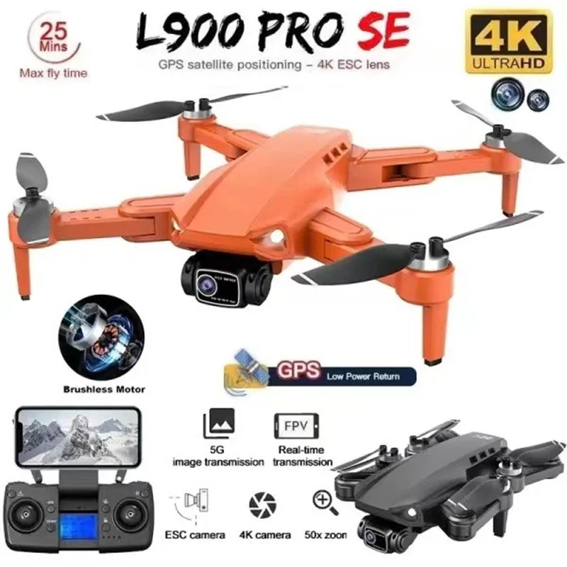 New L900 Pro SE GPS Drone Profesional 4K HD 5G WIFI FPV Camera Quadcopter With Brushless Motor RC Mini Dron for Children Toys