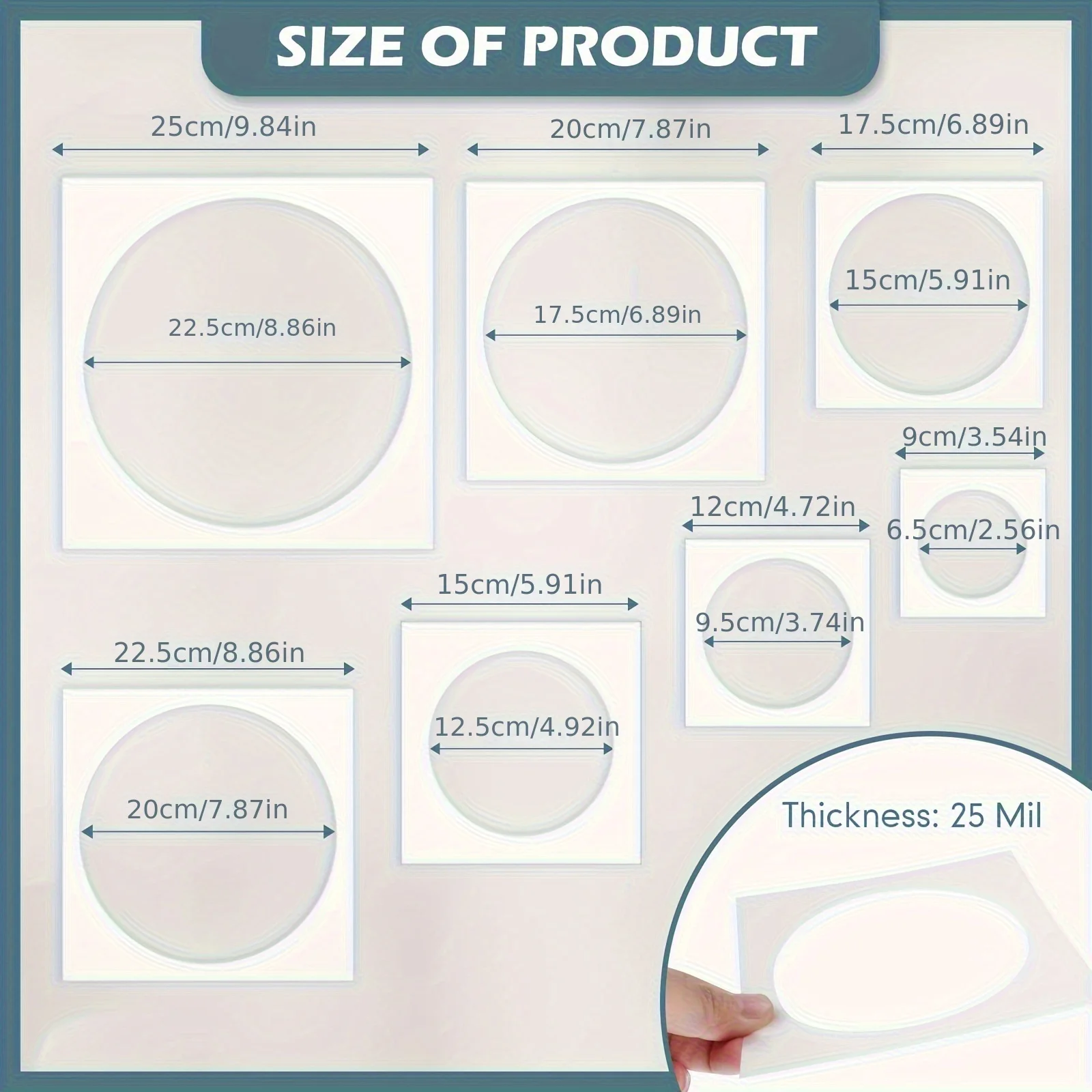 7PCS Circle Stencil Template Set Multiple Size Round Drawing Stencils for DIY Art Painting Journal Craft