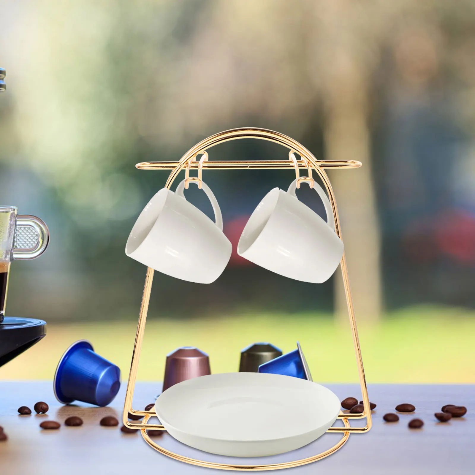 

Cup Holder Set Coffee Bracket Mug Storage Brackets Metal Tea Display Shelf Draining