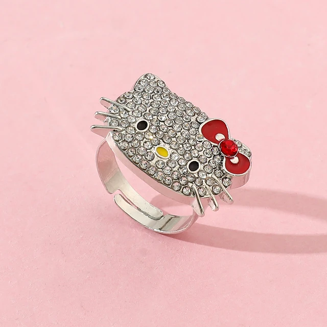 Sanrio Hello Kitty Rhinestone Ring Y2K Millennium Girl Adjustable Aesthetic Rings 2 Pieces Women Fashion Accessories Gift AliExpress 36