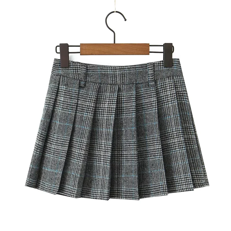 YENKYE Franse geruite plooirok voor dames Vintage hoge taille herfst winter elegante rokken