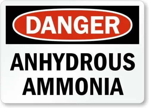 Anhydrous Ammonia Danger Aluminum Weatherproof 12