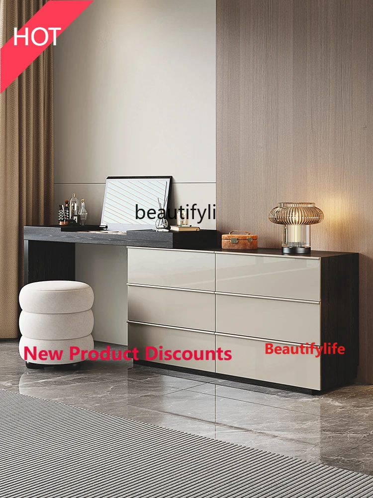 

Flip-top Dressing Table Italian Minimalist Bedroom Storage Chest Integrated Extendable Bedside Cabinet Dressing Desk hr