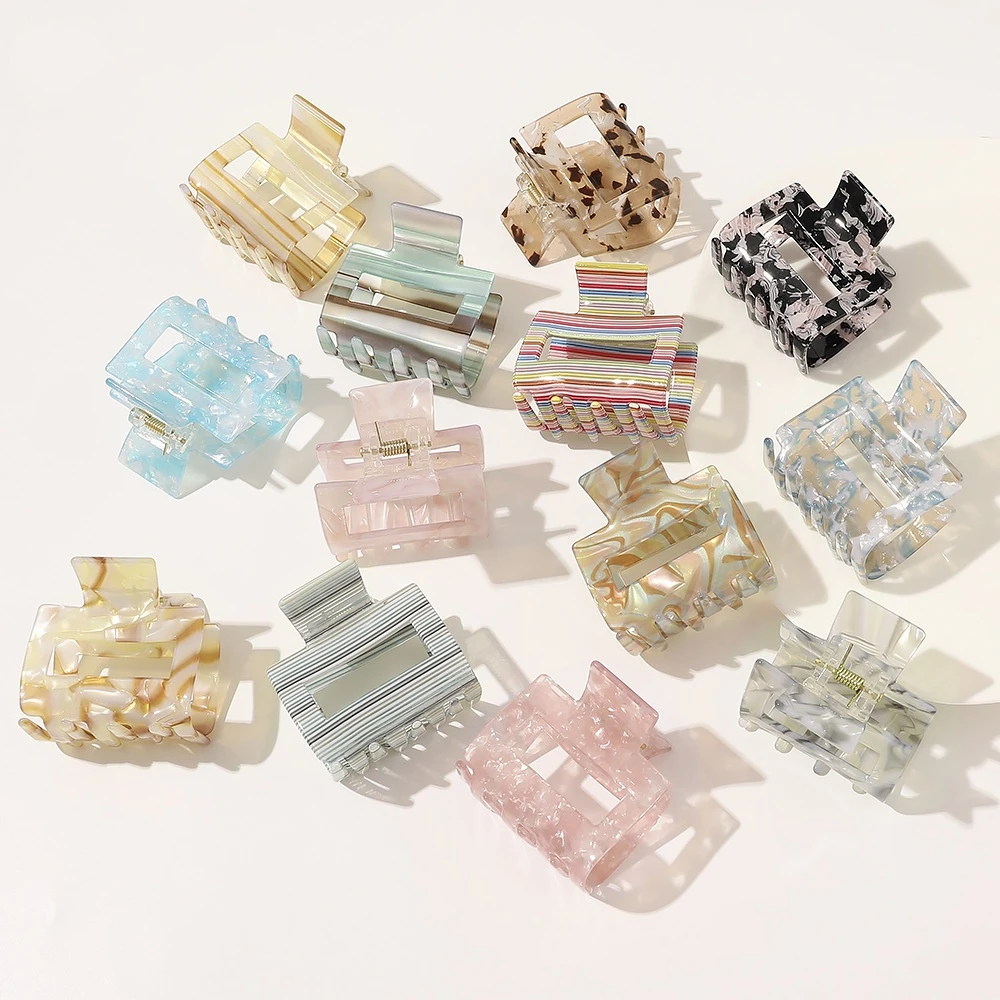 

Women Elegant Square Hair Claws Solid Color Acrylic Hairpins Korean Cute Barrette Hair Clips Headwear Girls Hair Accessories