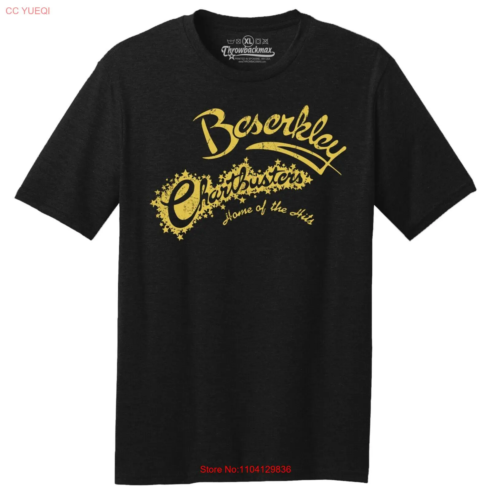 Throwbackmax Beserkley Record Label Classic Cut, Premium Tri-Blend Black T-Shirt