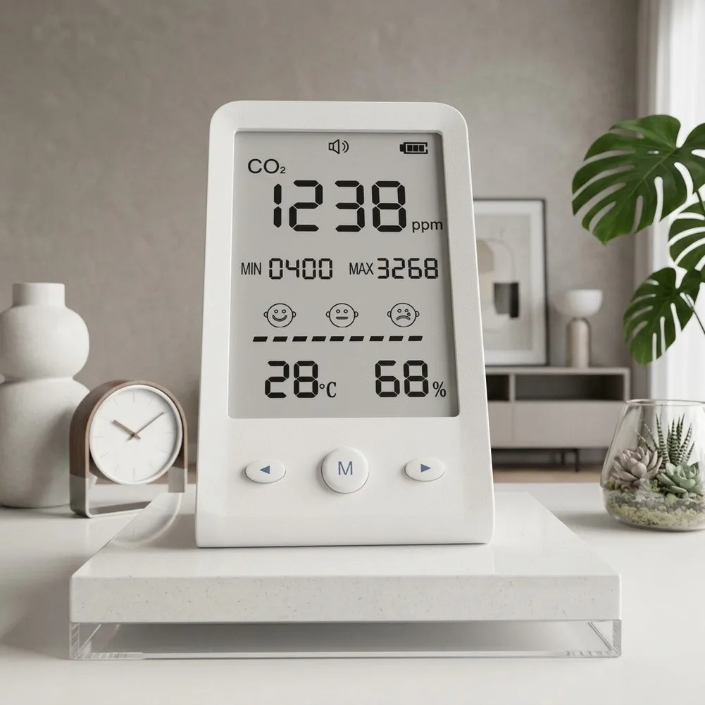 Monitor with Infrared Sensor for Accurate Real-Time Carbon Dioxide For temperature and Humidity Measurement Indoor Use