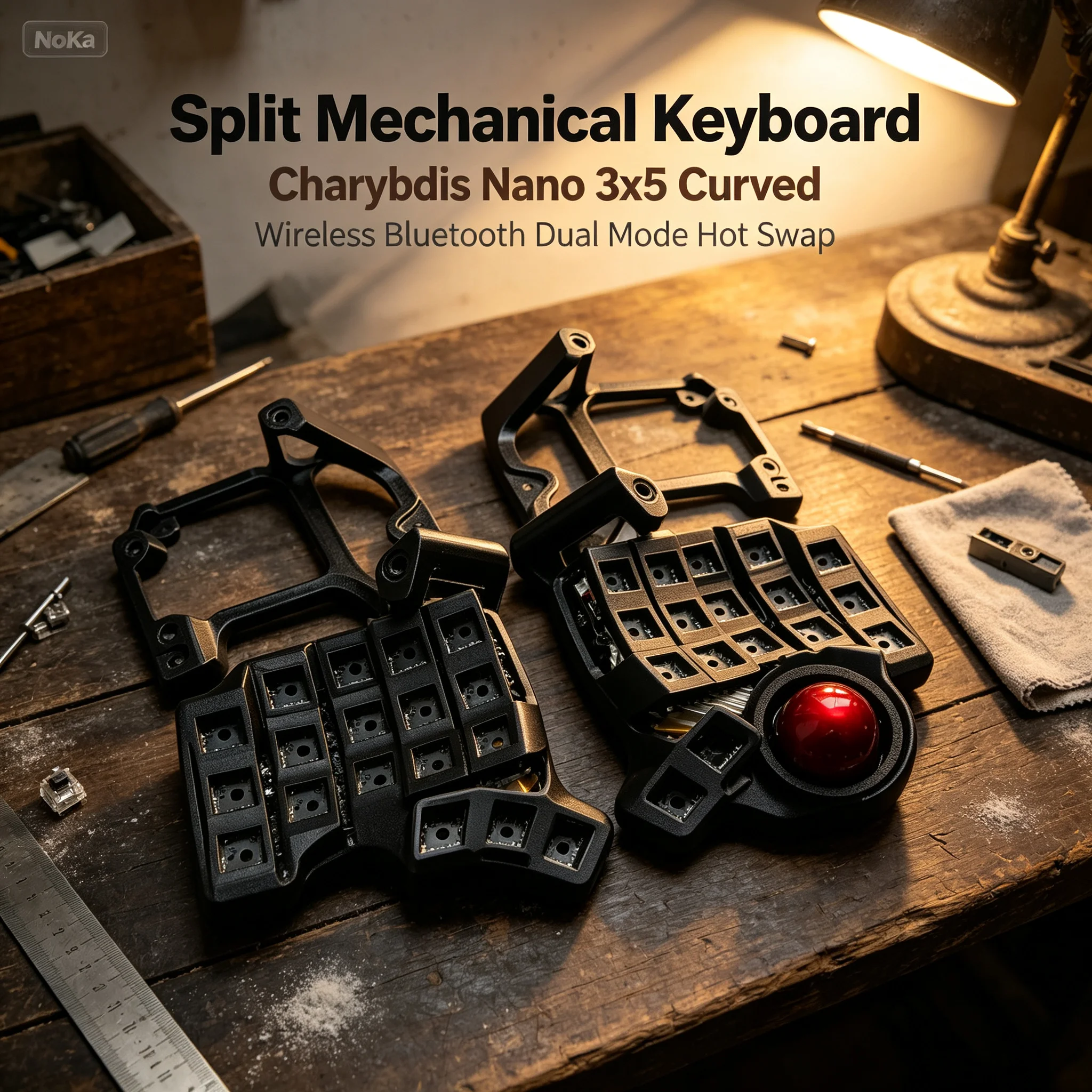 Custom Charybdis Nano Curved Split Keyboard Kit 3x5 Trackball Bluetooth Wireless Dual-mode Hot Swap Split Mechanical Keyboard