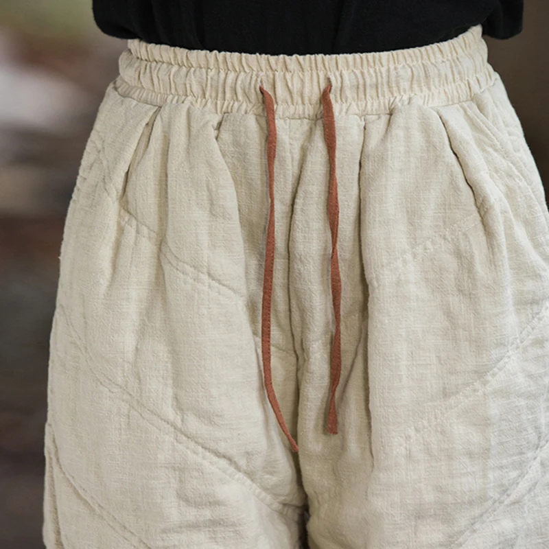Women  Baggy Cargo Ethnic Vintage Elastic High Waist Loose Long Cotton Line Oversize  Trousers Wide Leg Clothes  Large Size