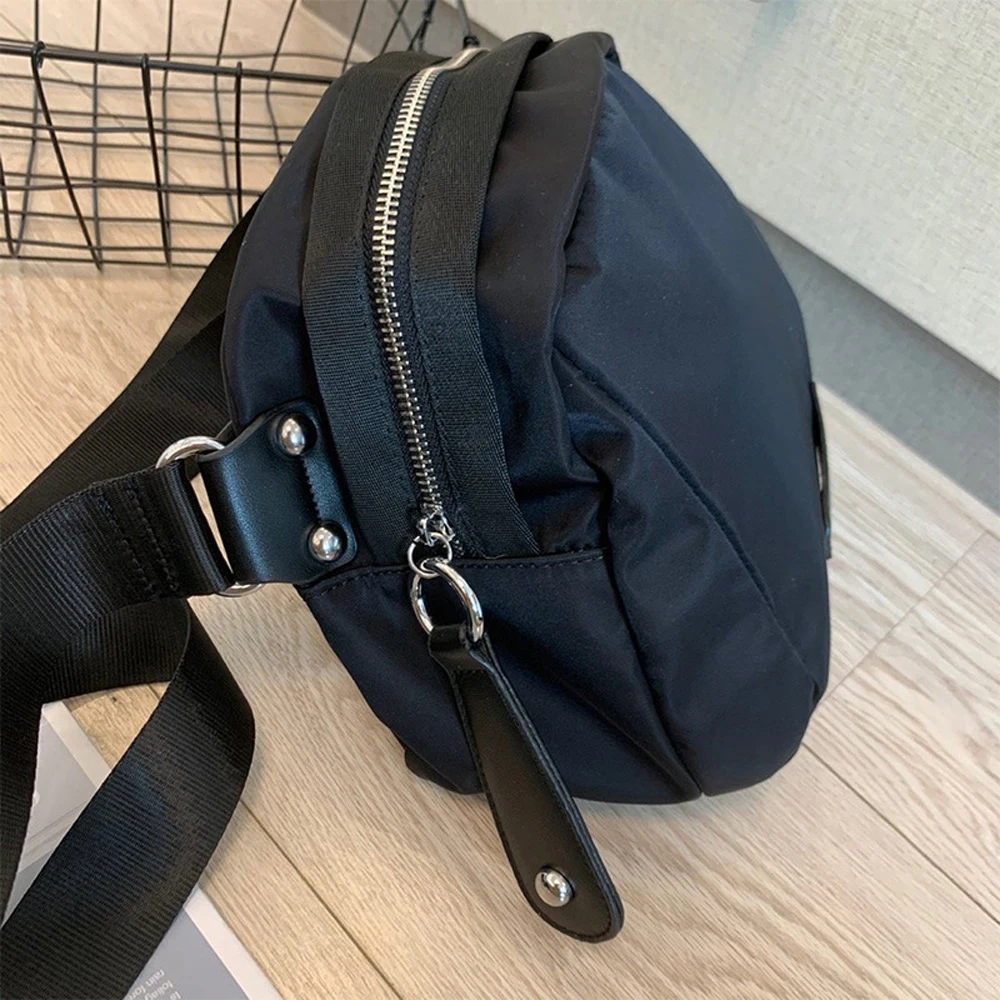 Women Small Casual Nylon Handbag Female Hollow Out Fabric Medium Size Shoulder Bag Leisure Shell Phone Side Sling Pouch Bag