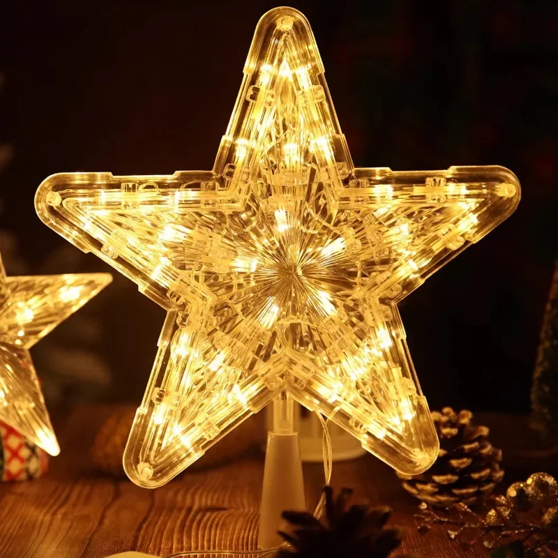 Five-Pointed Star LED Night Light, Xmas Tree Top Lamp, decoração de Natal, suprimentos brilhantes, festa de casamento, jardim