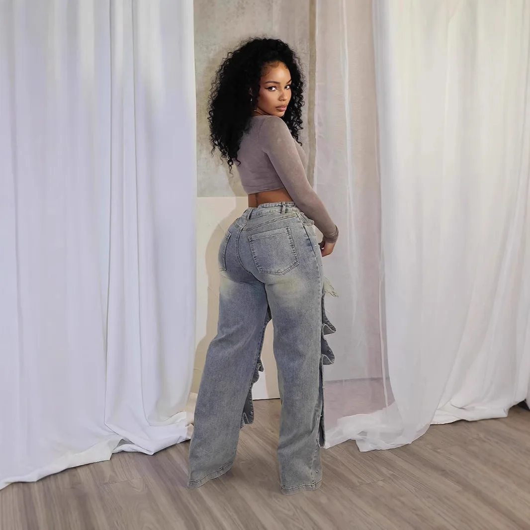 Sister Star Jeans Mode Casual Recht Elastisch Herfst Street Style Trendy afneembare knopen Veelzijdige elegante Commuter Jeans