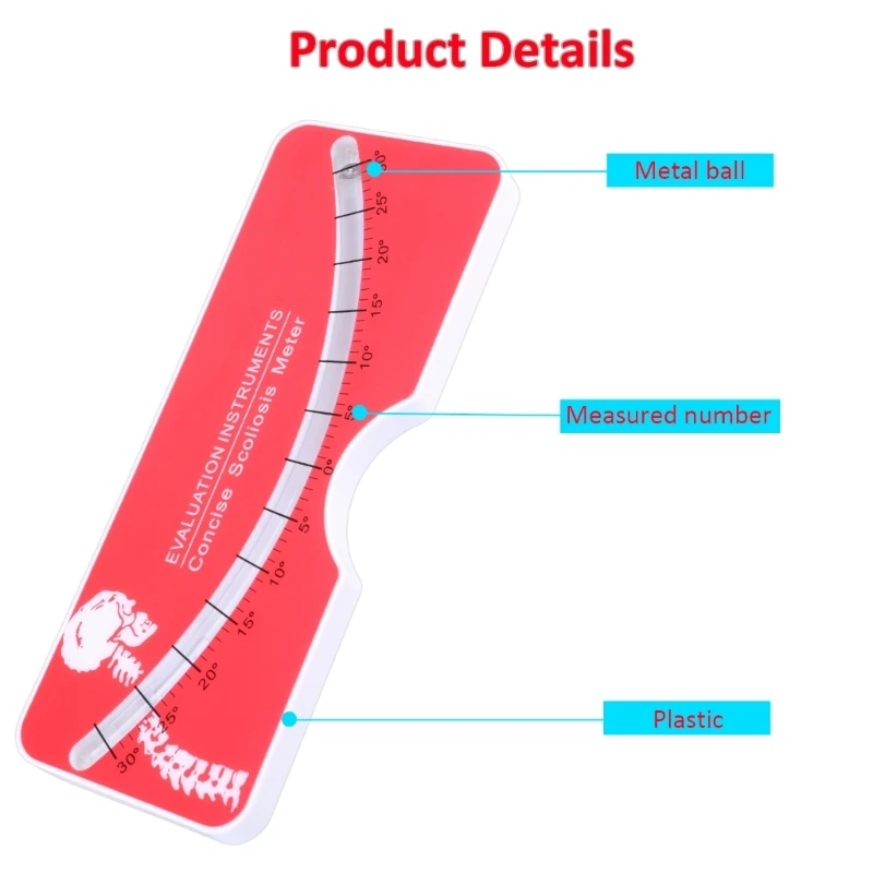 Scoliometer, Easy to Use Scoliosis Meter ABS Housing 0 to 30 Degree for Home Use Back and Spine Scoliosis Diagnosis