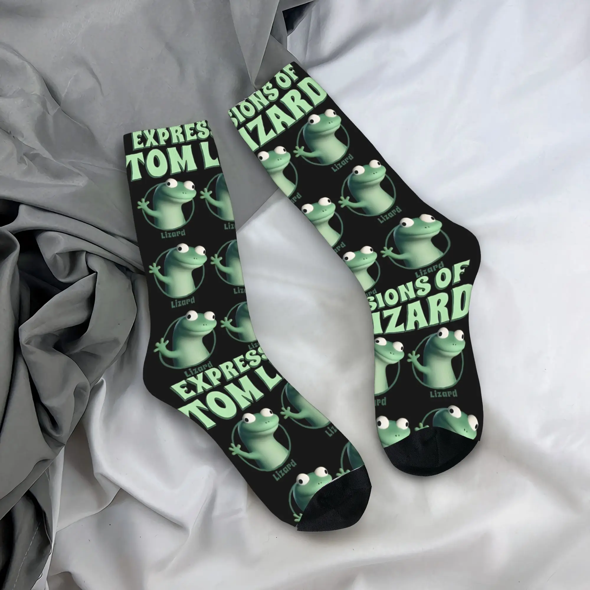 

Expressions of Tom Lizard Socks Men's Women's Polyester Funny Socks Novelty Spring Summer Autumn Winter Middle Tube Socks Gift
