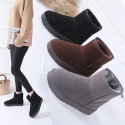 Stivali da neve caldi moda donna Australia stivaletti da donna classici scarpe invernali in pelliccia sintetica per donna Botas antiscivolo piatto marrone