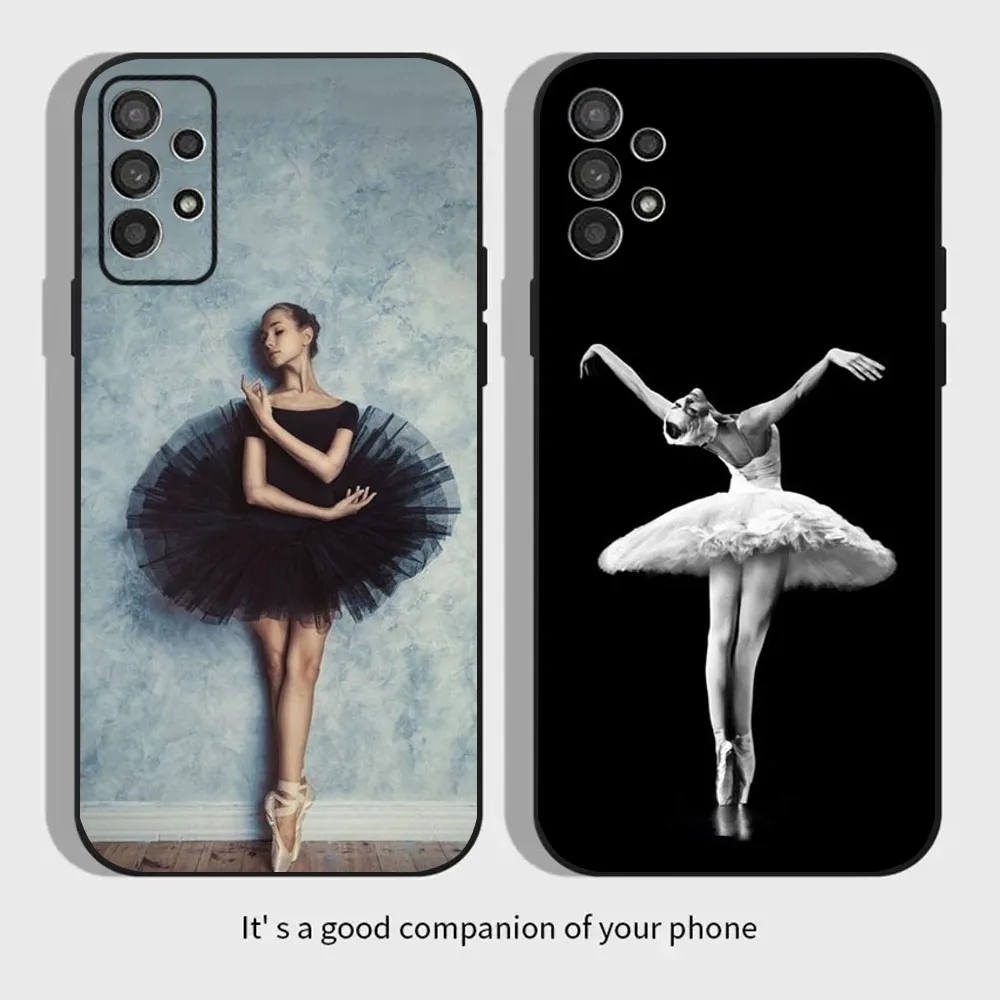 Ballerina Ballet Dancing Phone Case For Samsung Galaxy A13,A21s,A22,A31,A32,A52,A53,A71,A80,A91 Soft Black Cover