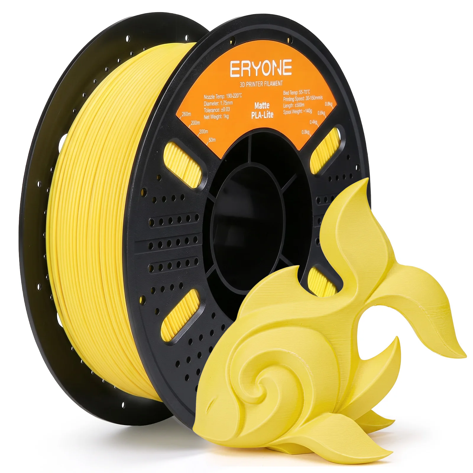 ERYONE 1KG PLA-Lite Mattes Filament 1,75mm, Leichtgewichtiges 3D-Drucker-Filament, Glatter Matter Finish Ohne Schichtlinien, 1kg Spule