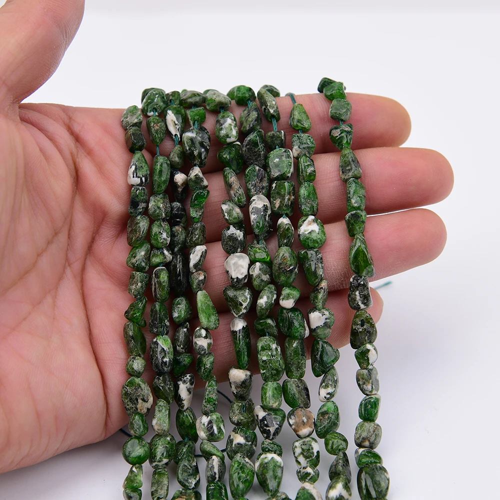 APDGG 9 Strands Natural Green Chrome Diopside Freeform Chips Nugget Loose Beads 15.5